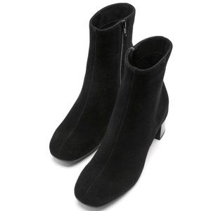 La Canadienne Waterproof Suede Leather Dani Mid-Heel Zip Black Ankle Boots 7 7M